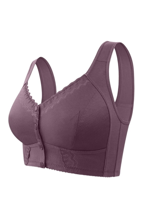 Daisyy Bras for Women Comfort-Strap Fall Front Closure Plus Size Everyday Sleep Bras No Underwire Climbing Women's Lace Bras - Light Purple,58