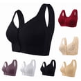 thumbnail image 1 of Daisyy Bras for Women Front Closure Charm Wireless Winter Seniors Bralette Comfort-Strap Running Women's Lace Bras - Black,54, 1 of 6