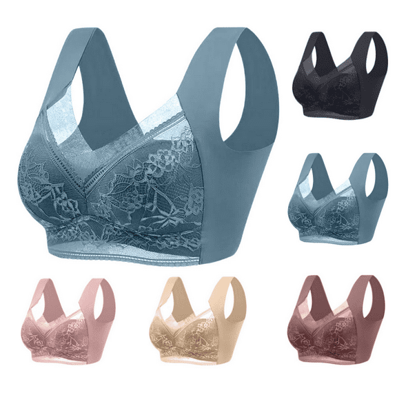 Daisyy Bras for Women Sports Wireless Charm Seniors Bralette Comfortable Older Women Bra - Blue,38