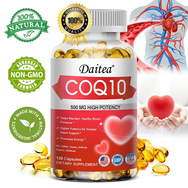 Daitea CoQ10 500 mg Softgels, CoQ10 Ultra Ultra High Absorption CoQ10 Supplement Antioxidant