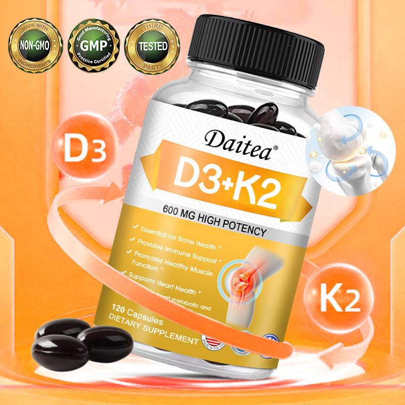 Vitamine K2 + D3 5000 UI - Complément Alimentaire Pour Immunité, Os, Muscles - 30/60/120 Capsules