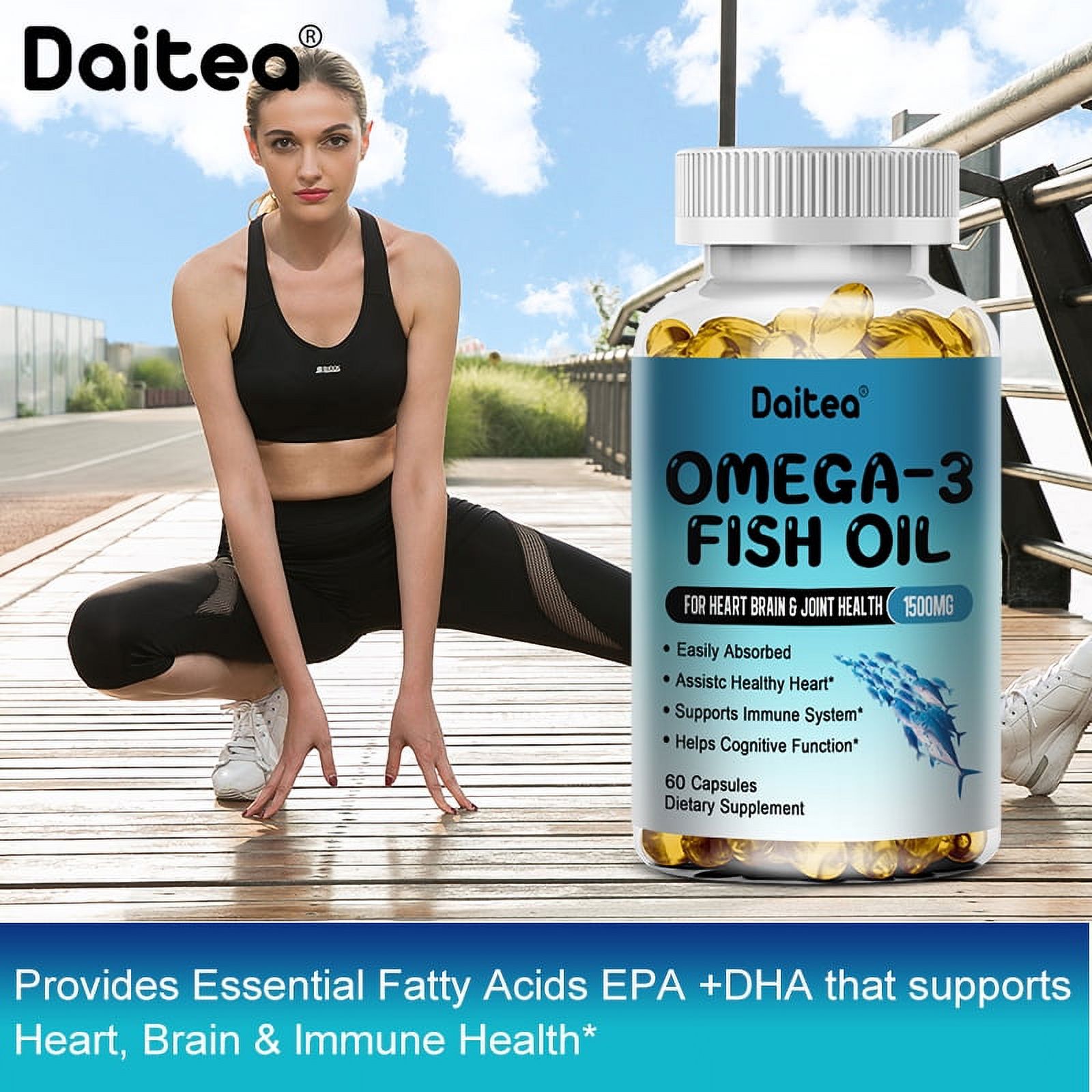 Daitea Omega 3 Fish Oil Supplement Capsules Contains fatty acids