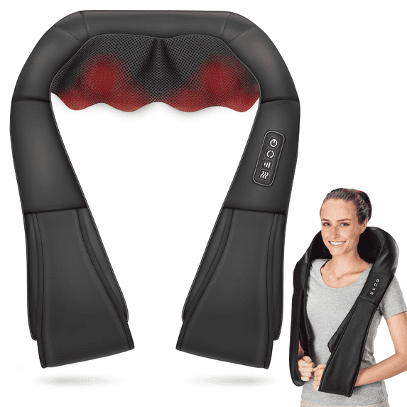 Daiwa Felicity 3D Shiatsu Neck & Back Massager with Heat, Deep Tissue Kneading Massage Pillow for Neck, Shoulder, and Back Pain Relief