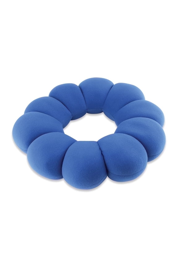 Donut Travel Pillow Multi-Position Neck Back Lumbar Support Donut Cloud Cushion with Microbeads for Airplane Car Office Home  - Blue