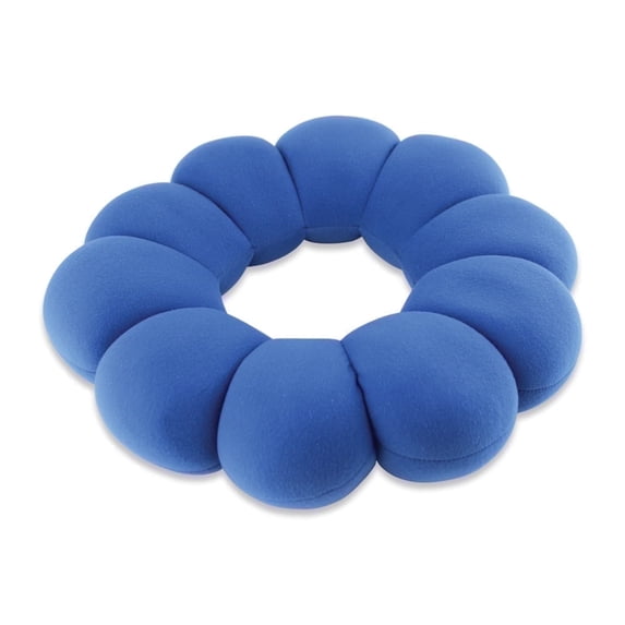 Daiwa Felicity Donut Travel Pillow Multi-Position Neck Back Lumbar Support Donut Cloud Cushion with Microbeads for Airplane Car Office Home - Blue