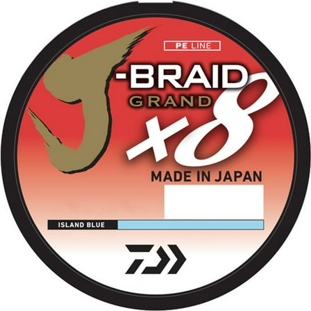 Daiwa J-Braid x8 Grand Braided Line 300 Yards, 20 lbs Tested, .009" Diameter, Island Blue
