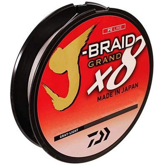 Daiwa J-Braid x8 Grand 8 Strand Braided Line 8lb 300yd Filler Spool, Gray Light