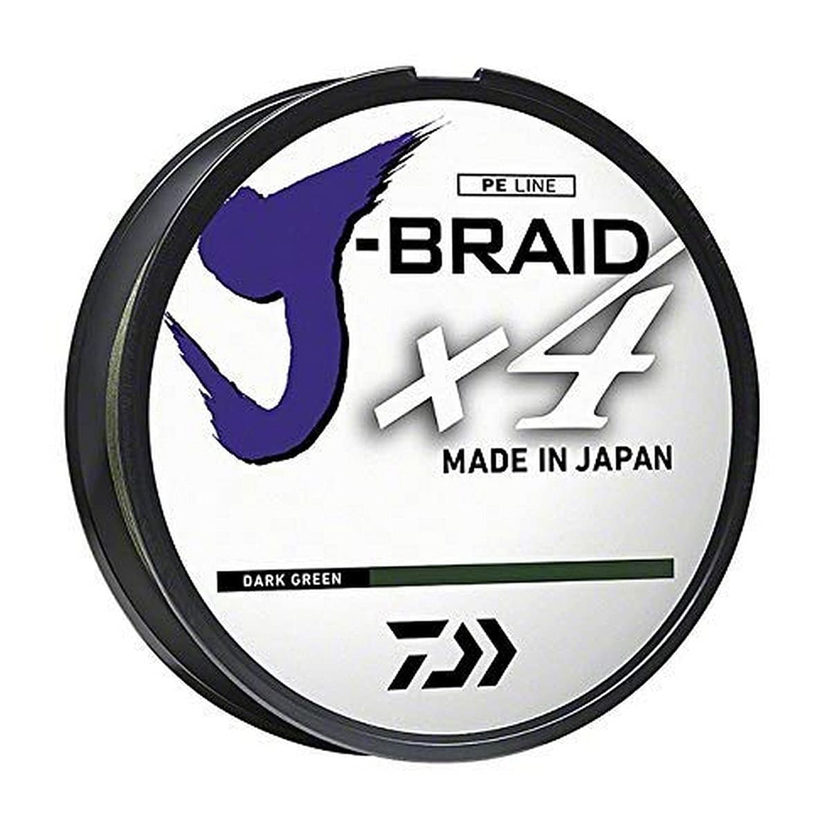 Daiwa J-Braid X4 300 Yard Spool 6LB Test, Dark Green