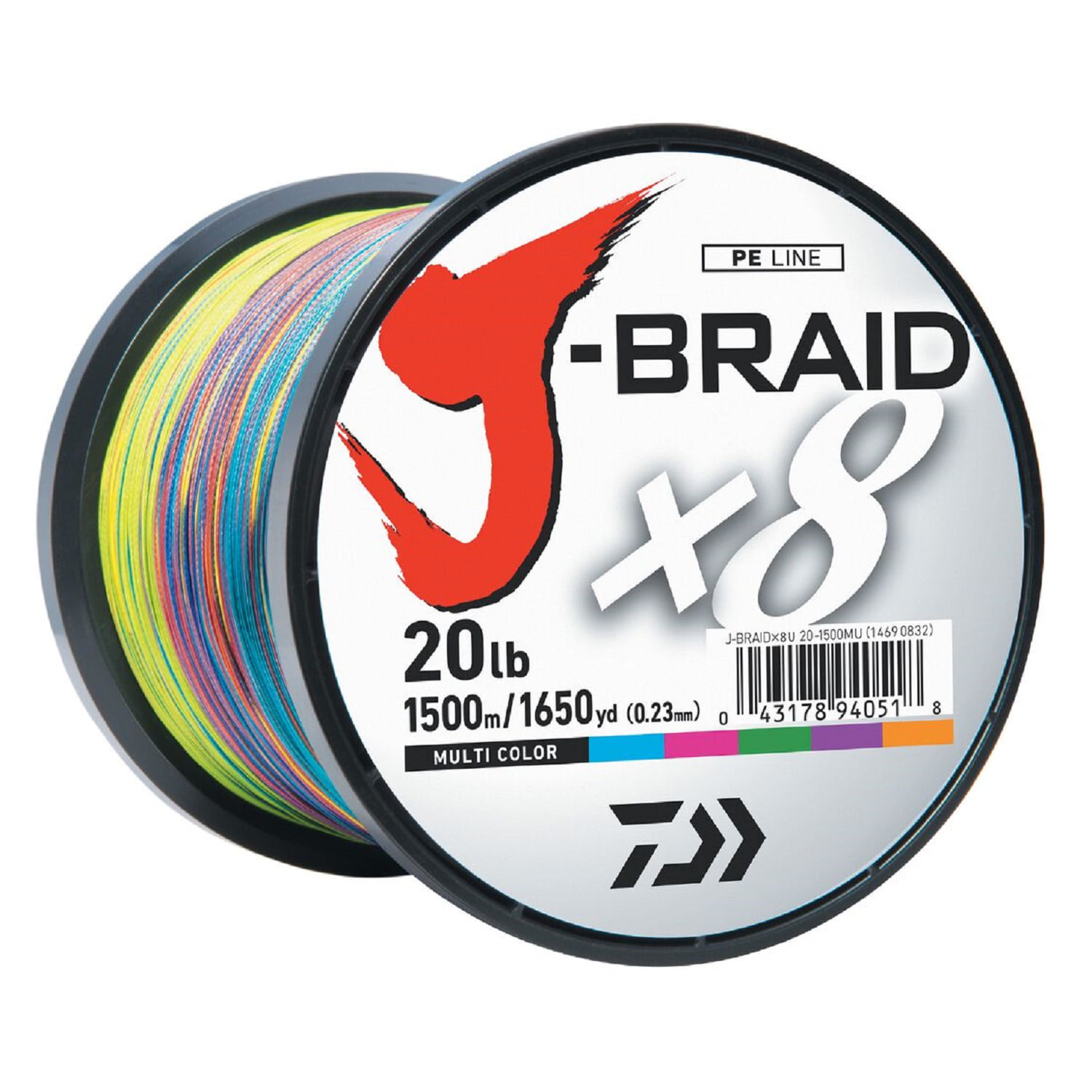Daiwa J-Braid X8 Bulk Spool 1500M Multi-Color 30 lb. Test 