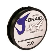 Daiwa J-Braid x4 Braided Line 300 Yards, 15 lbs, .008" Diameter, Dark Green