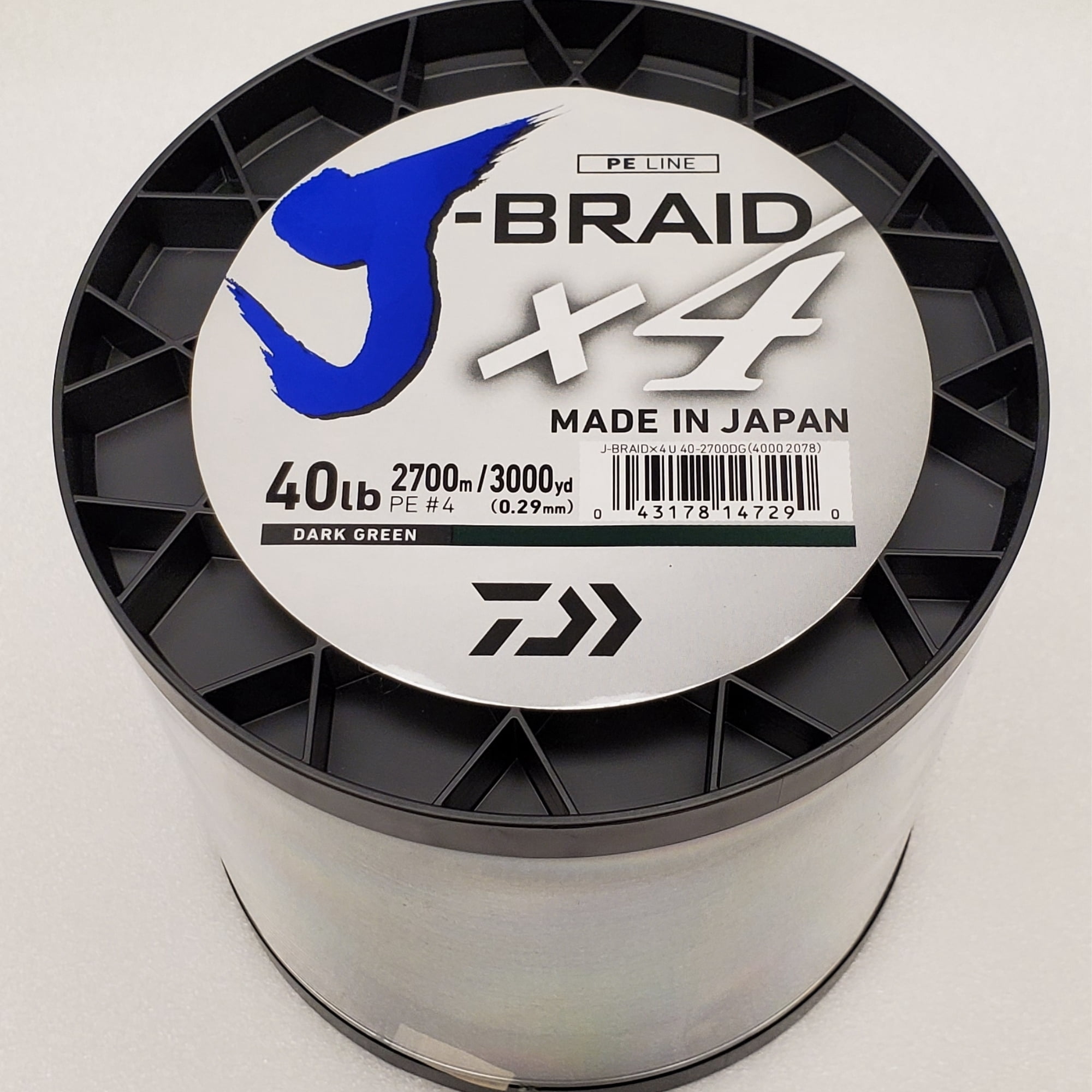 Daiwa J-Braid x4 Braided Line DARK GREEN 40lb, 3000yd - JB4U40-3000DG