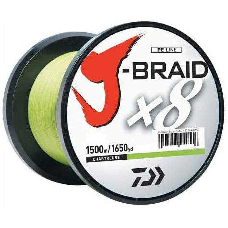 Daiwa J-Braid x8 8 Strand Braided Line, 6lb, 3000m/3300yd, Chartreuse