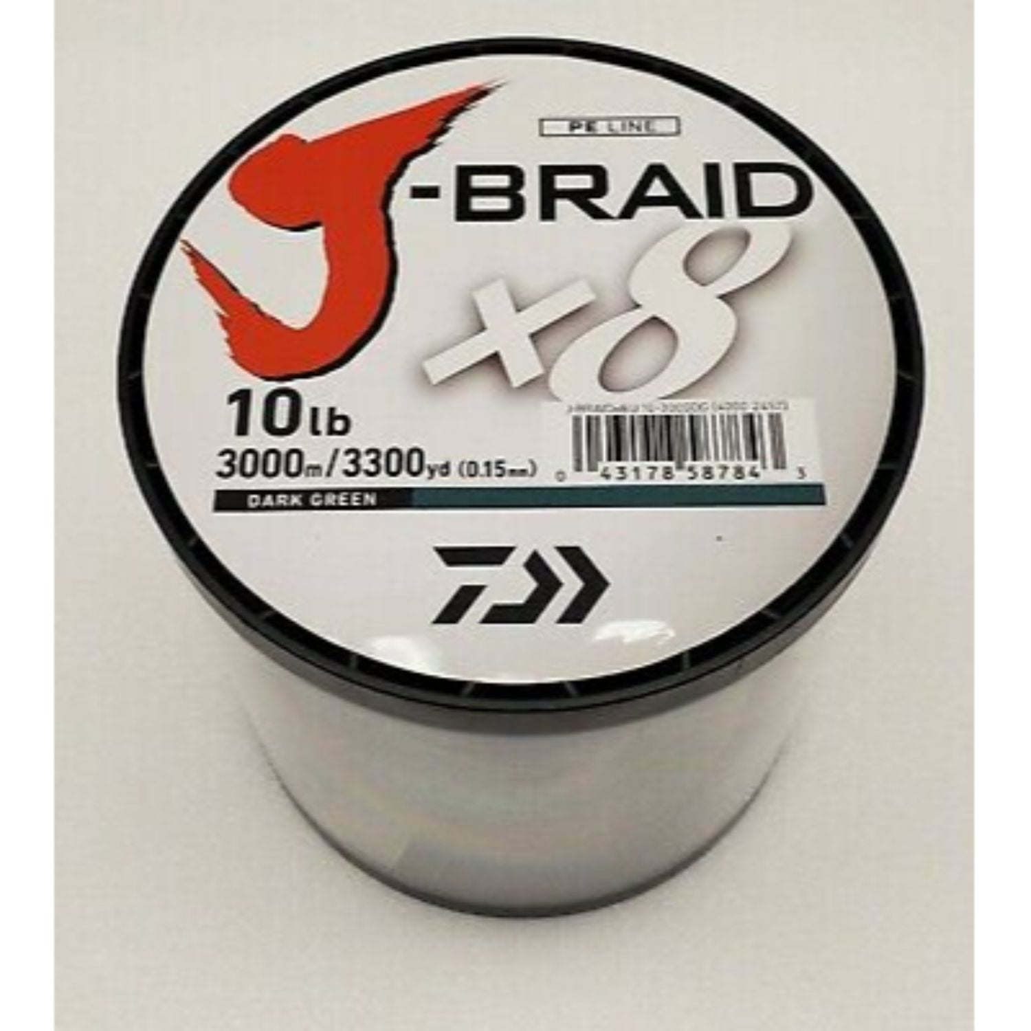Daiwa J-Braid x8 Braided Line DARK GREEN 10lb, 3300yd - JB8U10-3000DG 