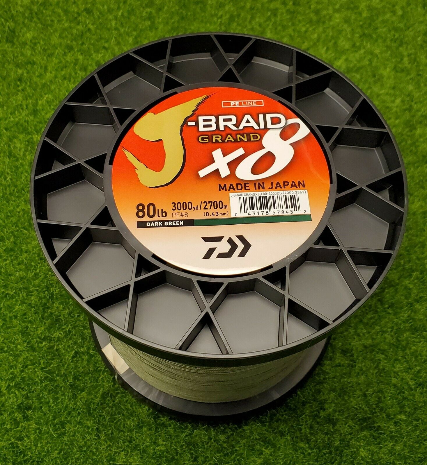 Daiwa J-Braid x8 GRAND Braided Line DARK GREEN 80lb, 3000yd -  JBGD8U80-3000DG 