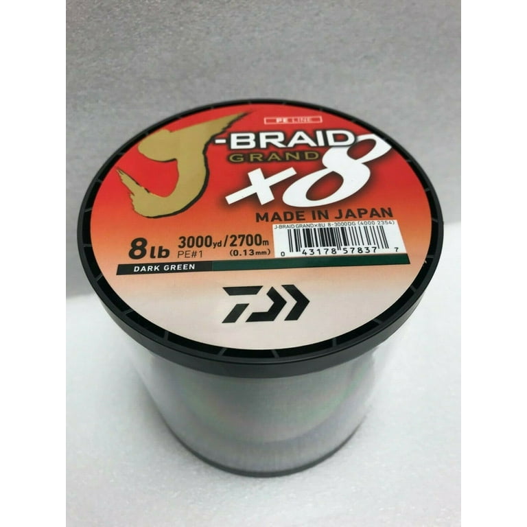 Daiwa J-Braid x8 GRAND Braided Line DARK GREEN 8lb, 3000yd