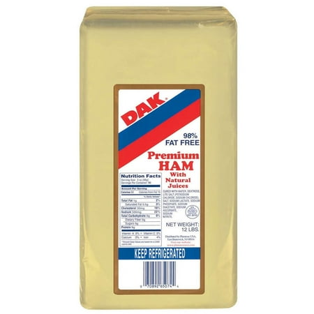 Dak Premium 98 Percent Fat Free Deli Ham with Natural Juice, 12 Pound - 2 per case.