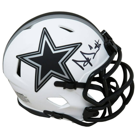 Dak Prescott Signed Dallas Cowboys Lunar Eclipse White Matte Riddell Speed Mini Helmet