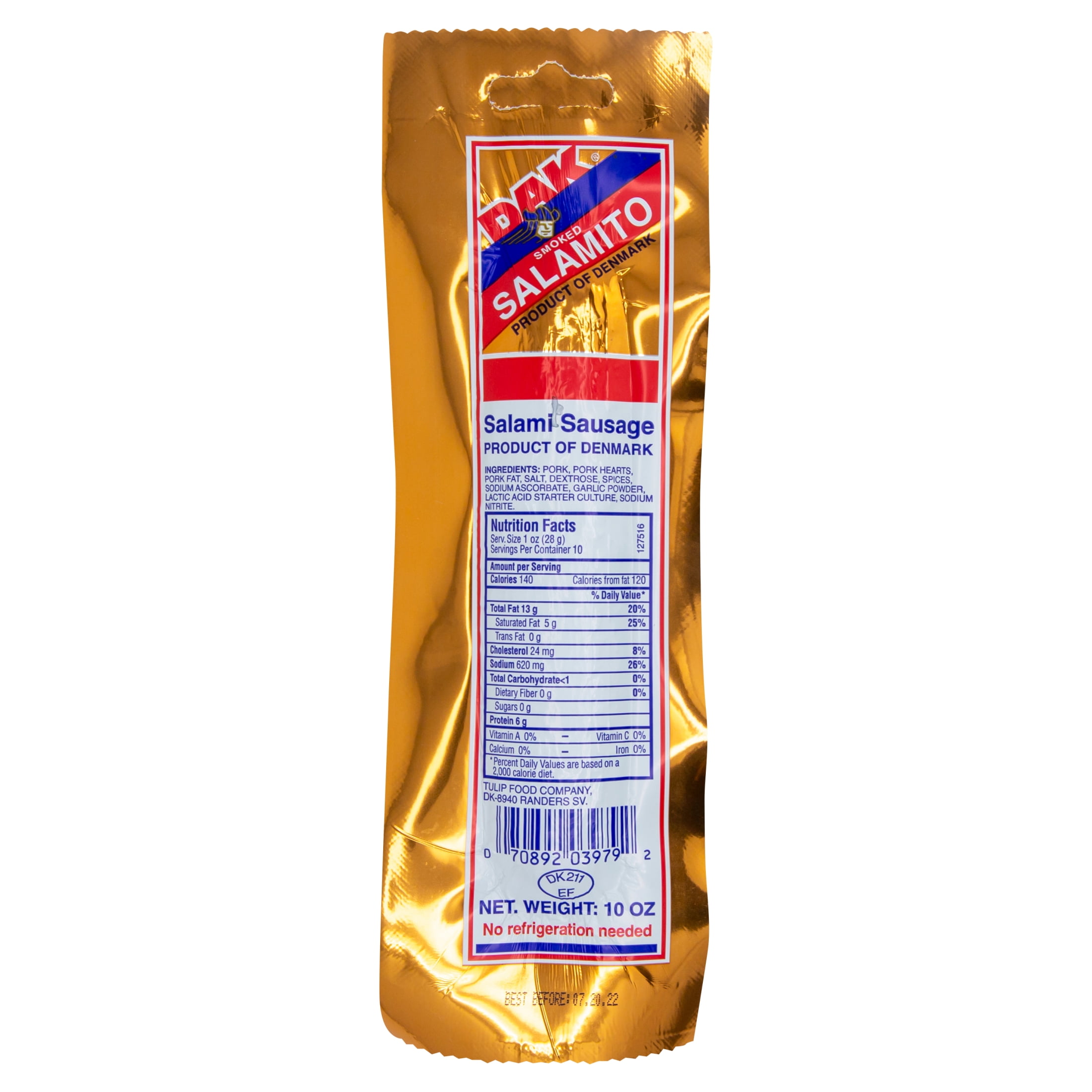 Dak, Smoked Salamito Sausage, Shelf Stable 10 oz Plastic Wrapper
