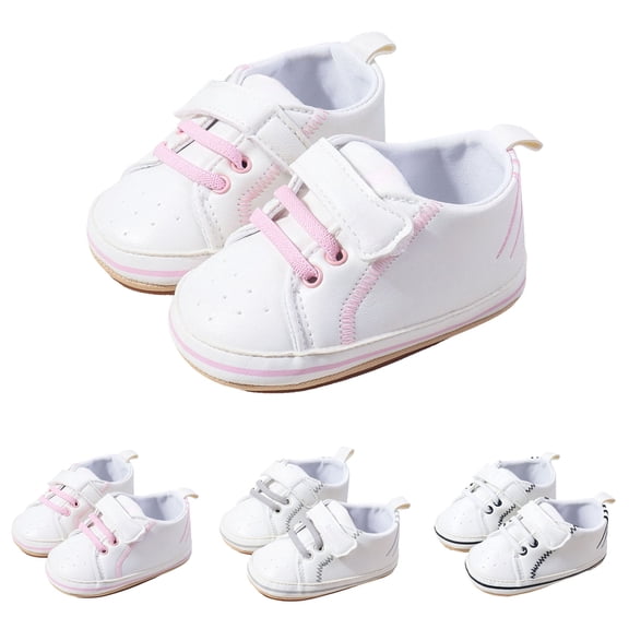 Dakaela 0-12M Baby Boys Girls Shoes Toddler Non Slip Fashion Sneakers Infant First Walking Crib Shoes Newborn Loafers Flats with Hook Loop Black