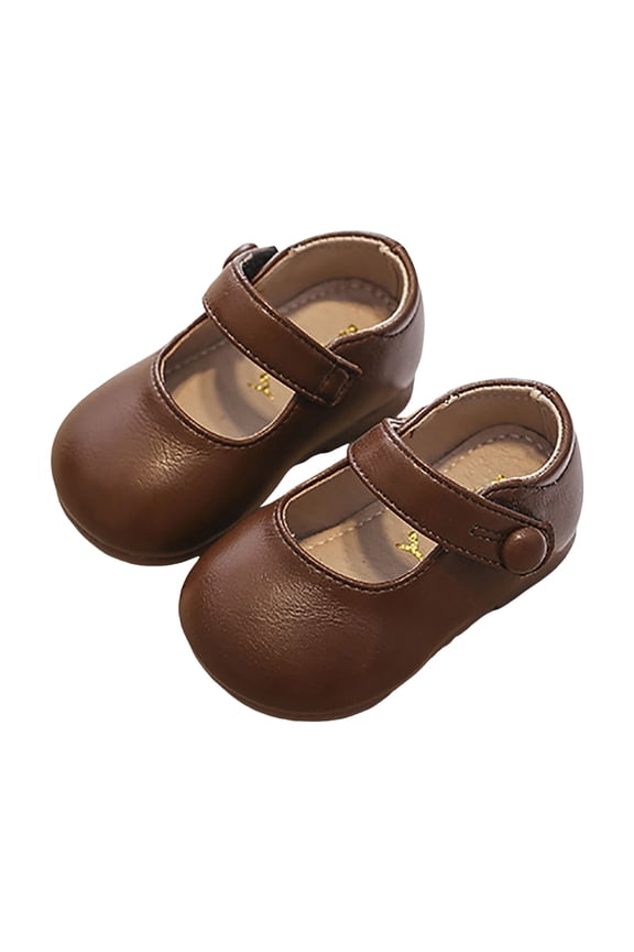 0-4Y Baby Girls Mary Jane Flats Infant Soft Sole Non Slip Walking Crib Moccasins First Walkers Princess Dress Shoes Brown