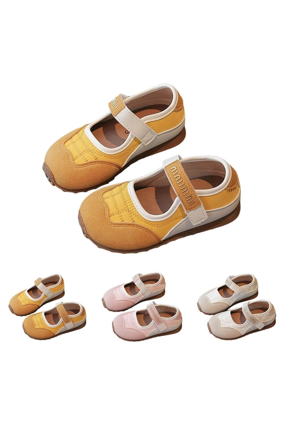1-12Y Girls Shoes Memory Foam Kids Fashion Sneakers Lightweight Mary Jane Flats Non Slip Toddler Walking Casual Shoes Beige