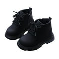 thumbnail image 1 of Dakaela 1-6Y Toddler Boys Girls Ankle Boots Little Kid Lace up Leather Combat Work Booties Side Zipper Casual Walking Hiking Shoes Black 9, 1 of 6