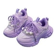 thumbnail image 1 of Dakaela 1-7 Years Toddler Sneakers for Girls Boys Pearl Sparkly Chunky Running Tennis Shoes Platform Lace up Walking Outdoor Footwear Purple, 1 of 5