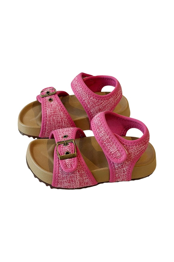 1-7Y Toddler Sandals Baby Boys Girls Canvas Buckles Flats Little Kid Summer Casual Slides Non Slip Walking Shoes Indoor Outdoor Red