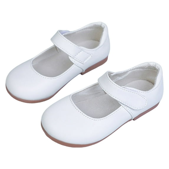 Dakaela 2-11Y Girls Dress Shoes Toddler School Uniform Princess Mary Jane Flats Wedding Party Casual Slip on Ballet Shoes for Little Big Kid White 11