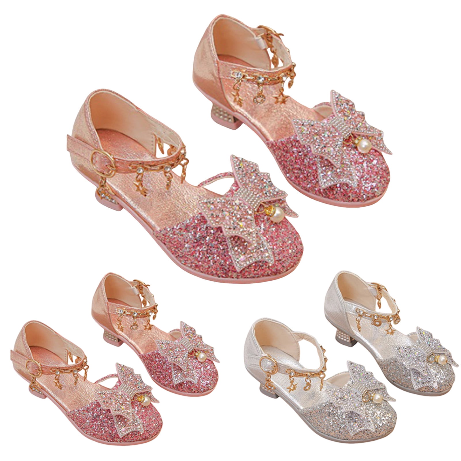 Princess Low Dakaela 3-12Y Girls Dress Pumps Glitter Sequins Princess Low Heels ...