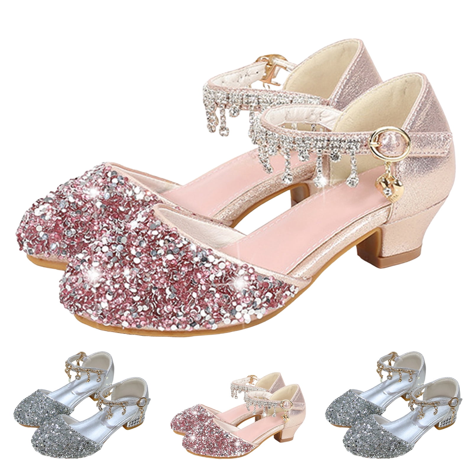 Princess Low Dakaela 3-12Y Little Kids Girls Dress Pumps Glitter Sequins Princess ...