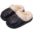 thumbnail image 1 of Dakaela 3-13Y Kids Lined Clogs Boys Girls Winter Fleece Garden Shoes Toddler Platform House Shoes Slip on Indoor Outdoor Mules Black 13, 1 of 8
