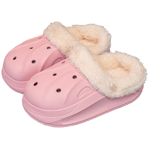 Dakaela 3-13Y Kids Lined Clogs Boys Girls Winter Fleece Garden Shoes Toddler Platform House Shoes Slip on Indoor Outdoor Mules Pink 4