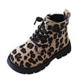 thumbnail image 1 of Dakaela 3.5-11.5Y Little Big Kids Leopard Print Combat Boots Lace Up Side Zipper Ankle Booties for Boys Girls, 1 of 8