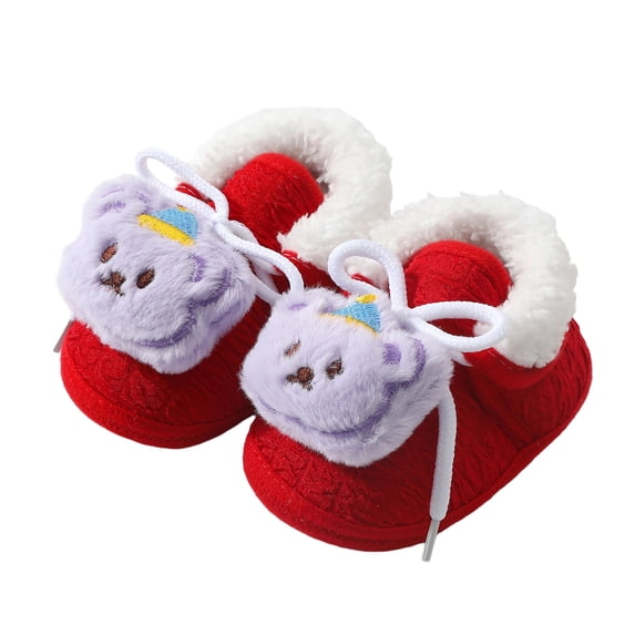 Dakaela 3M-12M Baby Cotton Shoes Cute Bear Warm Soft Winter First Walking Shoes Indoor Outdoor House Booties