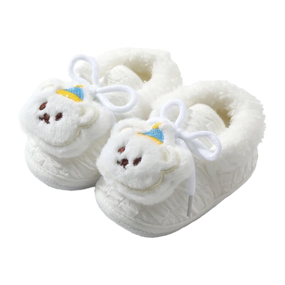 Dakaela 3M-12M Baby Cotton Shoes Cute Bear Warm Soft Winter First Walking Shoes Indoor Outdoor House Booties