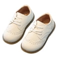 thumbnail image 1 of Dakaela 3T 4T 5T Toddler Boys Girls Dress Shoes Little Kid School Uniform Oxfords Leather Lace up Loafer Flats for Wedding Party White Size 9, 1 of 7