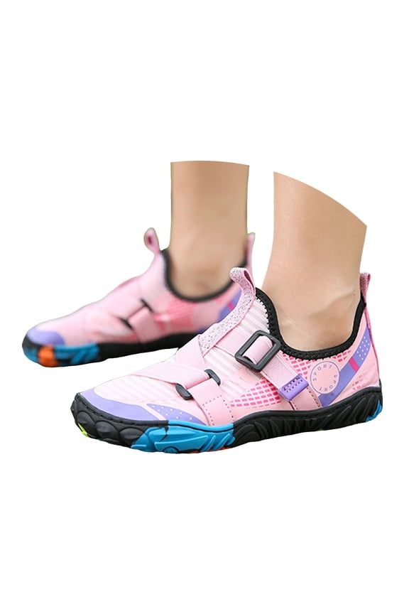 4-13Y Water Shoes for Kids Boys Girls Wide Toe Box Quick Drying Toddler Barefoot Aqua Socks for Beach Sports Swim Pool Hiking Pink