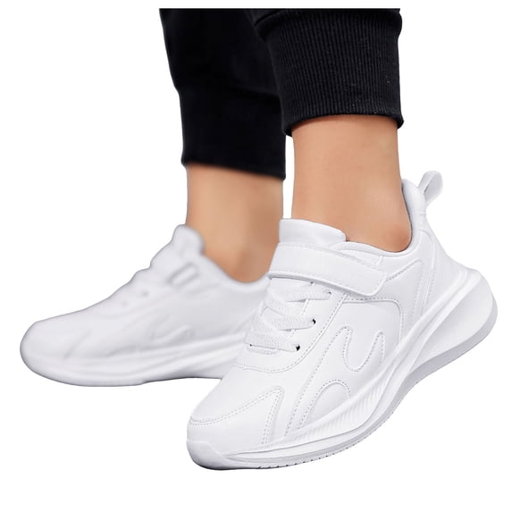Dakaela 8-14Y Kids Shoes Toddler Boys Girls Athletic Running Sports Sneakers Lightweight Breathable Casual Tennis Shoes with Hook and Loop White 4.5