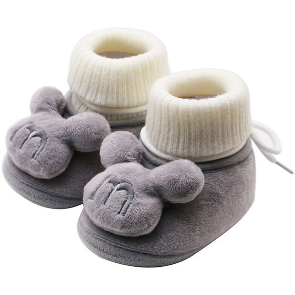 Dakaela Baby Booties Newborn First Walkers Shoes Infant Boys Girls Sock Boots Knit Cute Toddler Non Slip Winter House Shoes Grey