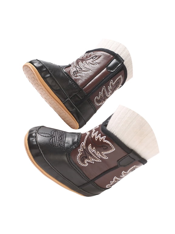 Baby Boys Girls Western Cowboy Boots Infant Moccasins High Top Booties Toddler First Walker Crib Shoes