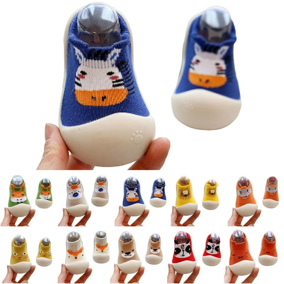 Dakaela Baby Cute Sock Shoes Boys Girls Walking House Shoes Toddler Non Slip Home Slippers Infant Soft Rubber Sole Sneakers Beige