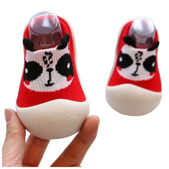 Dakaela Baby Cute Sock Shoes Boys Girls Walking House Shoes Toddler Non Slip Home Slippers Infant Soft Rubber Sole Sneakers Red