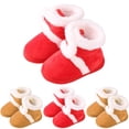 thumbnail image 1 of Dakaela Baby Fleece Booties Newborn Unisex Non Slip Socks Shoes Infant First Walkers Warm Shoes House Slippers for Girls Boys Khaki 4, 1 of 6