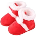 thumbnail image 1 of Dakaela Baby Fleece Booties Newborn Unisex Non Slip Socks Shoes Infant First Walkers Warm Shoes House Slippers for Girls Boys Red 4, 1 of 5