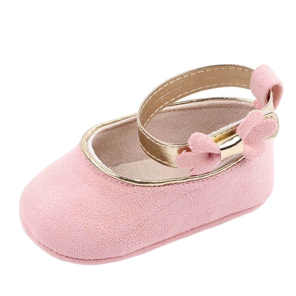 Dakaela Baby Girls Mary Jane Flats Infant Newborn Suede Walking Crib Shoes Ankle Strap Soft Sole Princess Wedding Dress Shoes Pink
