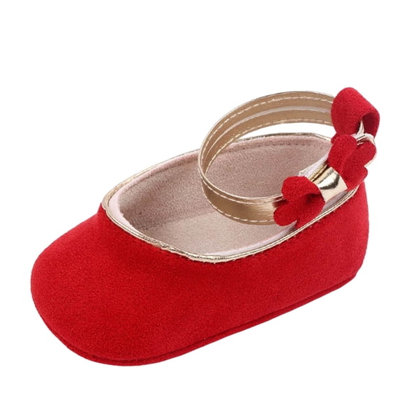 Dakaela Baby Girls Mary Jane Flats Infant Newborn Suede Walking Crib Shoes Ankle Strap Soft Sole Princess Wedding Dress Shoes Red