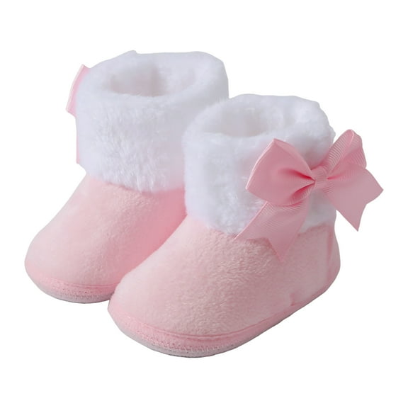 Dakaela Baby Girls Winter Boots Toddler Warm Snow Booties Fleece Lined Non Slip Infant Kids House Shoes