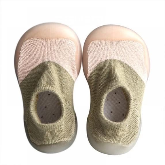Dakaela Baby Sock Shoes Boys Girls First Walking Shoes Infant Non Slip Slippers Newborn Breathable Soft Sole Indoor Sneakers Green 6-9 Months