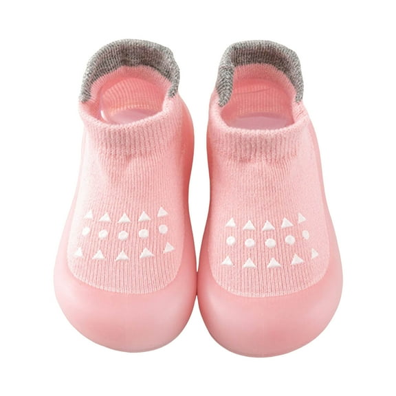 Dakaela Baby Sock Shoes Infant Non Slip Slippers Walking Crib Shoes Soft Rubber Sole Newborn Boys Girls Sneakers Pink 8.5